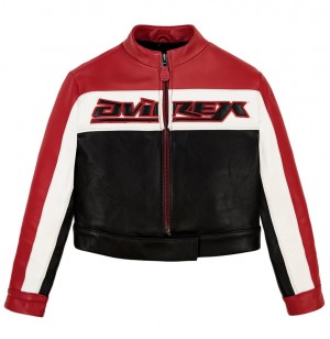 Avirex Cropped Colorblock Moto Jacket Jas Dames Gekleurd | PMBOF-6530